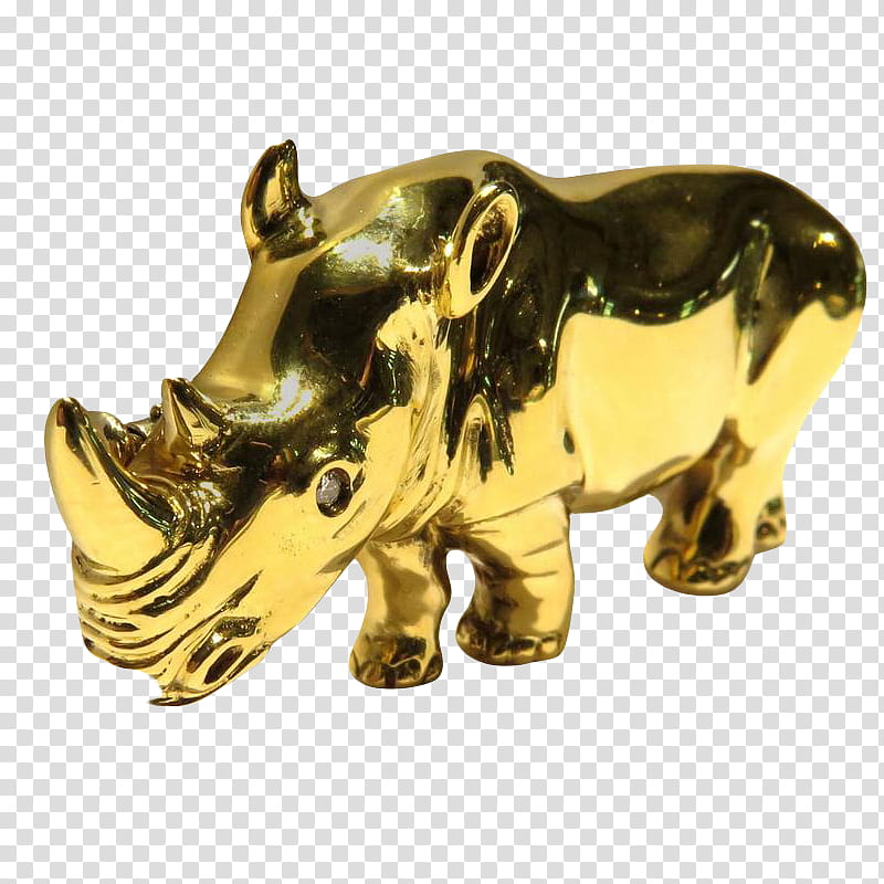 , gold-colored rhino transparent background PNG clipart