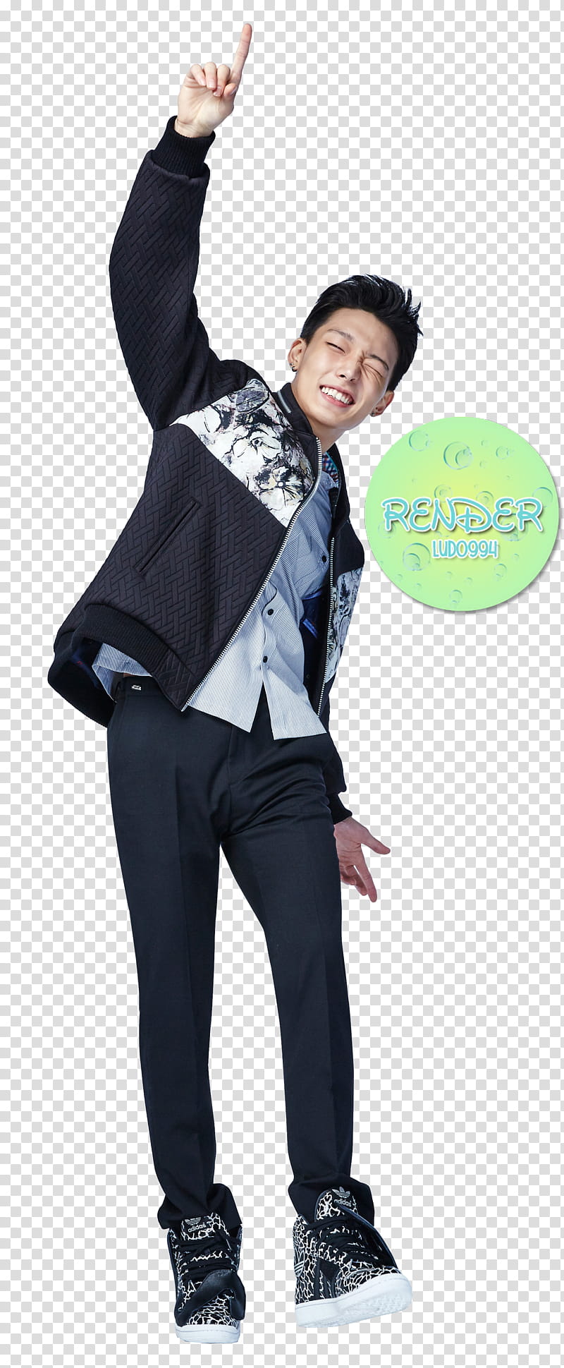 IKON, man raising his right arm transparent background PNG clipart