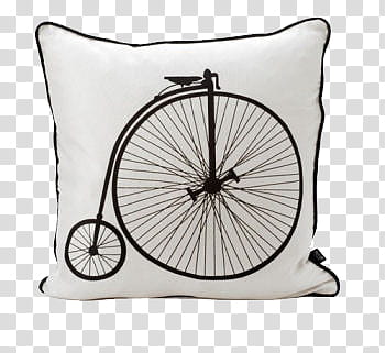 II, white and black penny farthing bike graphic throw pillow transparent background PNG clipart