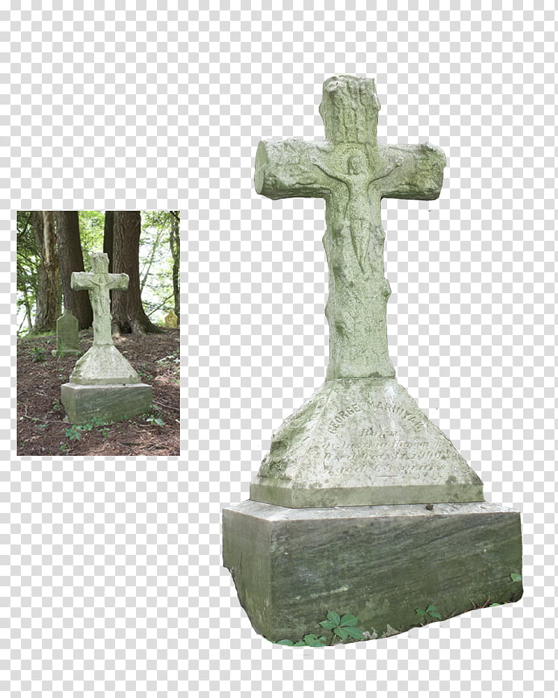 Headstone, white and gray cross statue transparent background PNG clipart