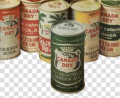 vintage things s, Canada Dry cola and ginger ale cans transparent background PNG clipart