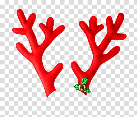 CHRISTMAS, red reindeer antlers illustration transparent background PNG clipart