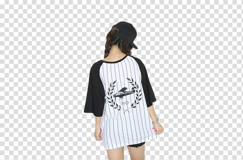 Park Seul Sport girl , woman in white and black shirt and black fitted cap transparent background PNG clipart