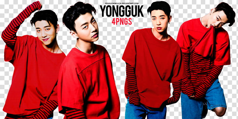 B A P Yongguk Feel So Good JPN, man wearing red long-sleeved shirt illustration transparent background PNG clipart