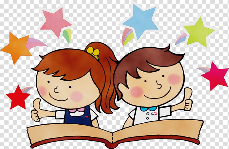 Child Reading Book, Watercolor, Paint, Wet Ink, Kindergarten, National Primary School, Cartoon, Student transparent background PNG clipart