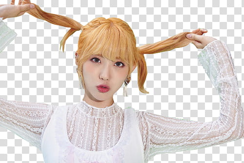COSMIC GIRLS WJSN Happy Moment, woman raising her tied hairs transparent background PNG clipart